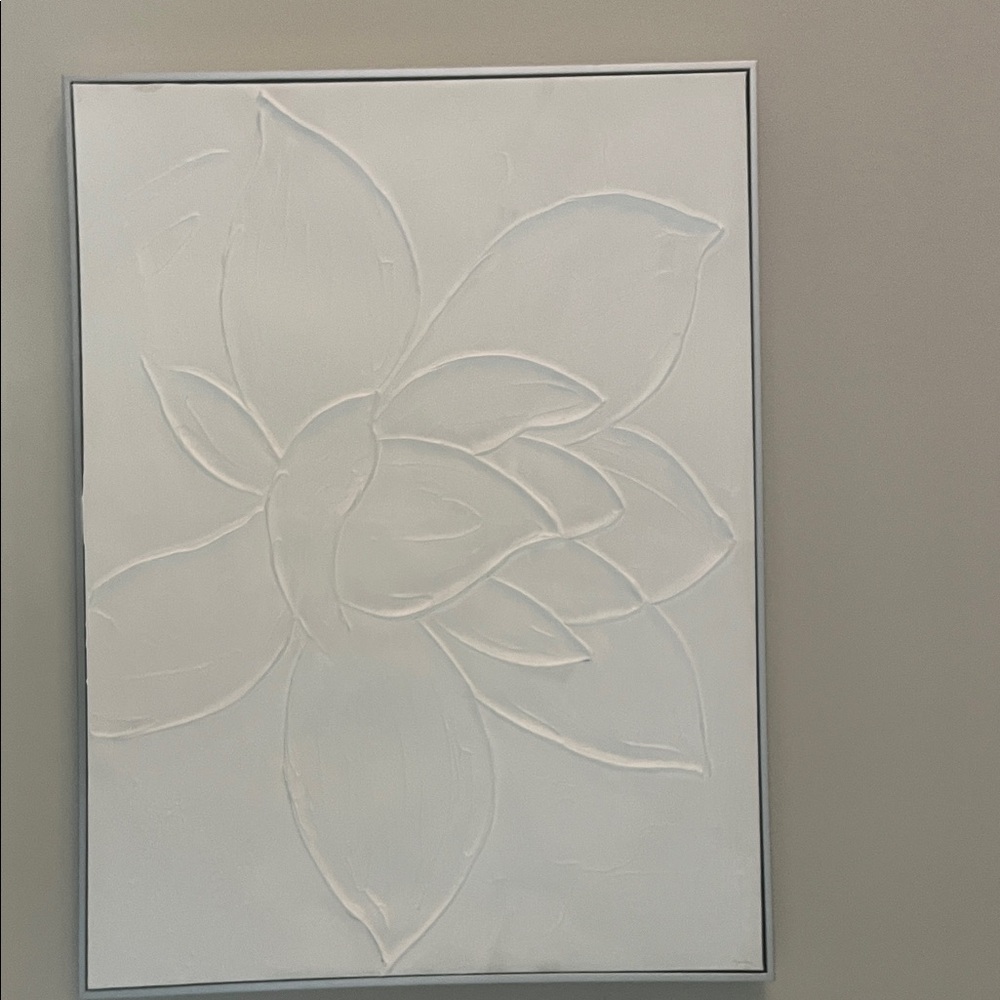 White Textured Floral Wall Art